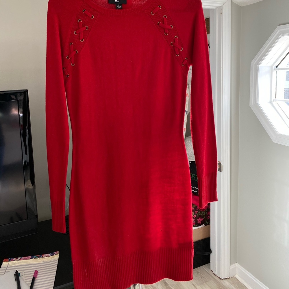 Red sweater dress